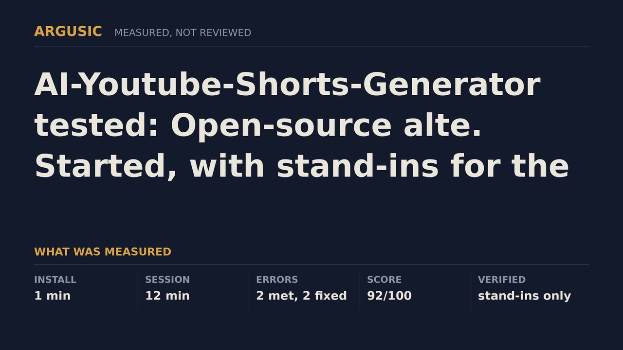 Argusic testing AI-Youtube-Shorts-Generator, recorded session
