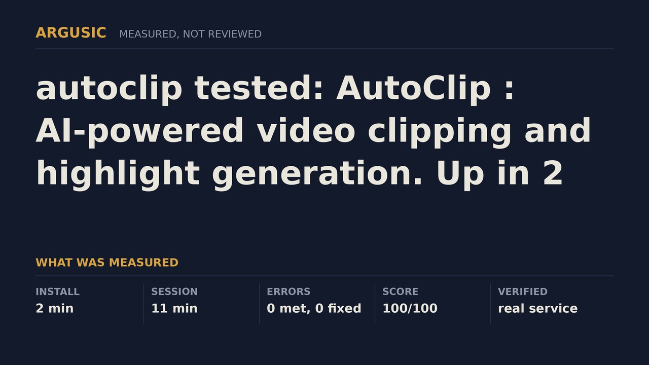Argusic testing autoclip, recorded session