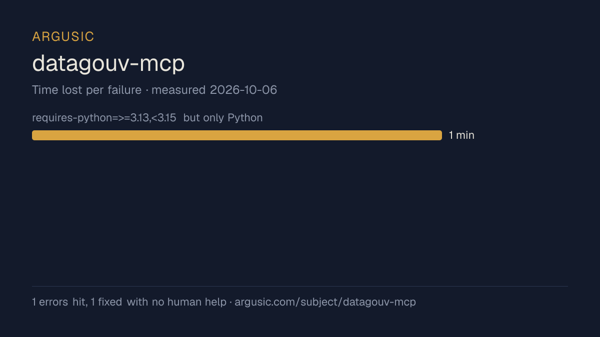 Time lost to each failure while testing datagouv-mcp, drawn from the recorded run