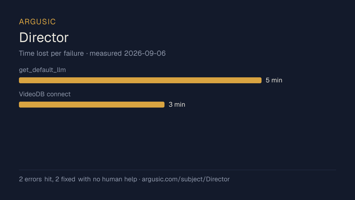 Time lost to each failure while testing Director, drawn from the recorded run