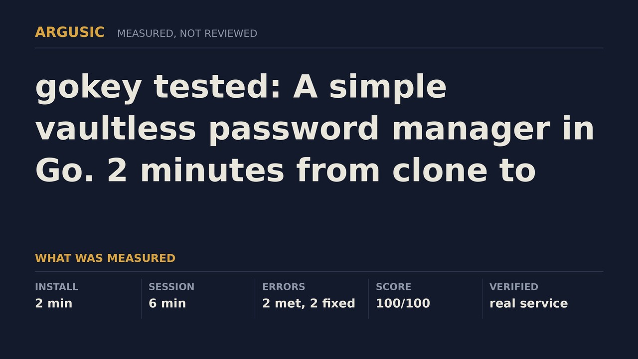 Argusic testing gokey, recorded session