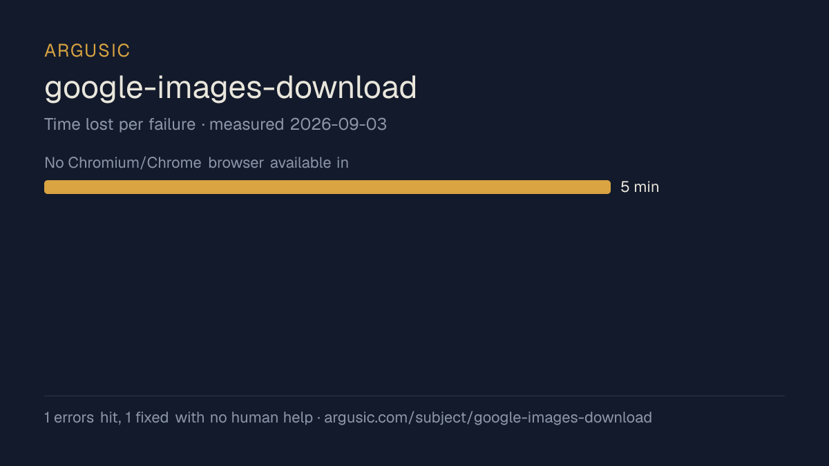 Time lost to each failure while testing google-images-download, drawn from the recorded run