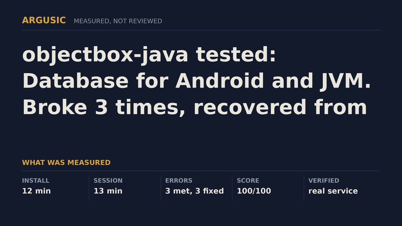Argusic testing objectbox-java, recorded session