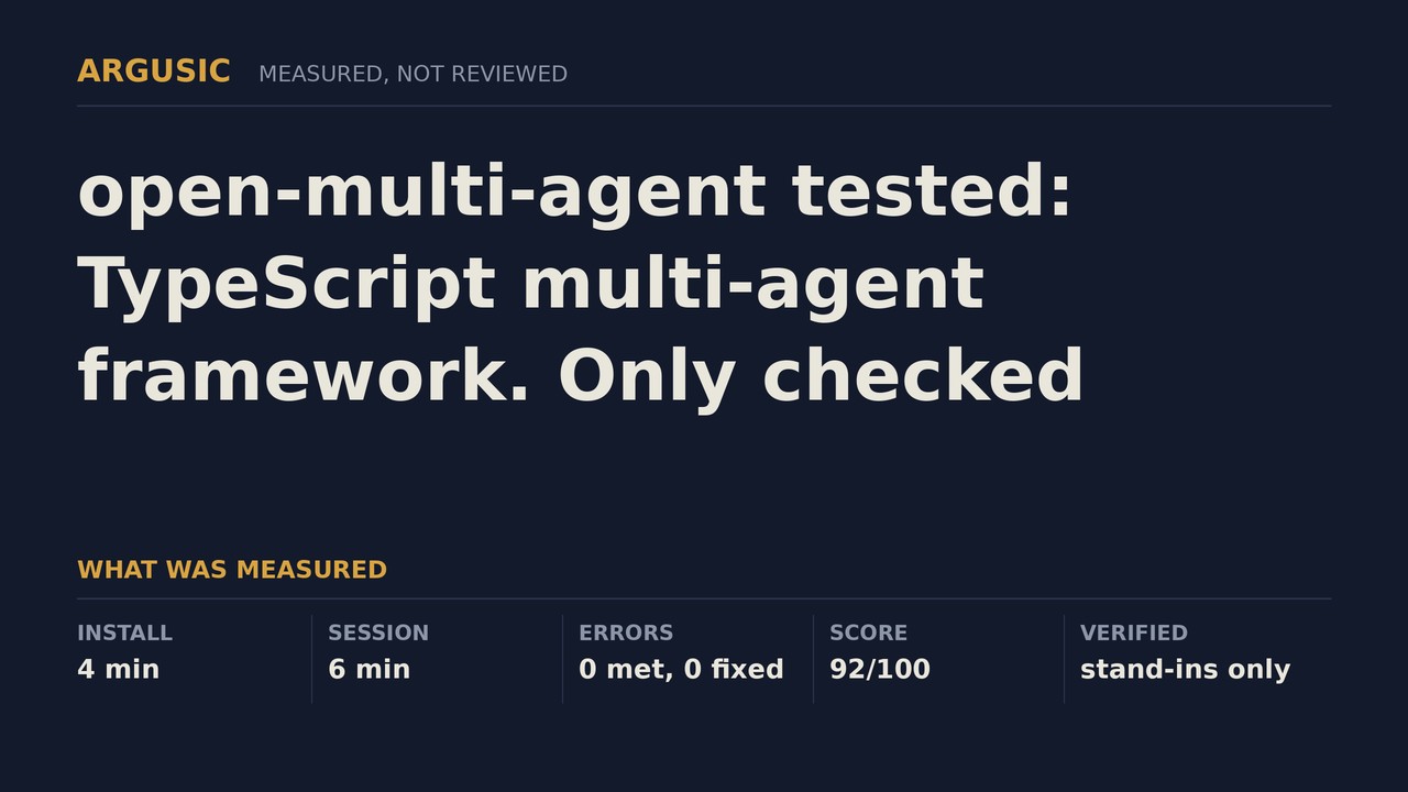 Argusic testing open-multi-agent, recorded session