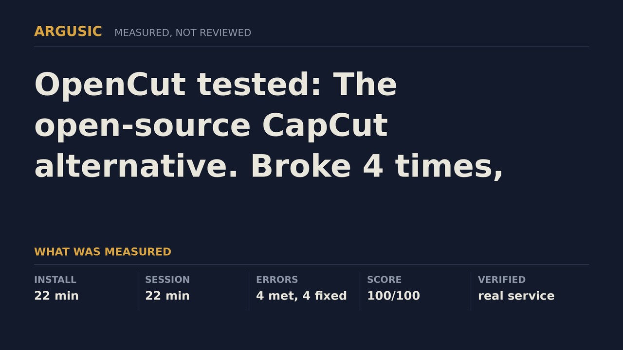 Argusic testing OpenCut, recorded session