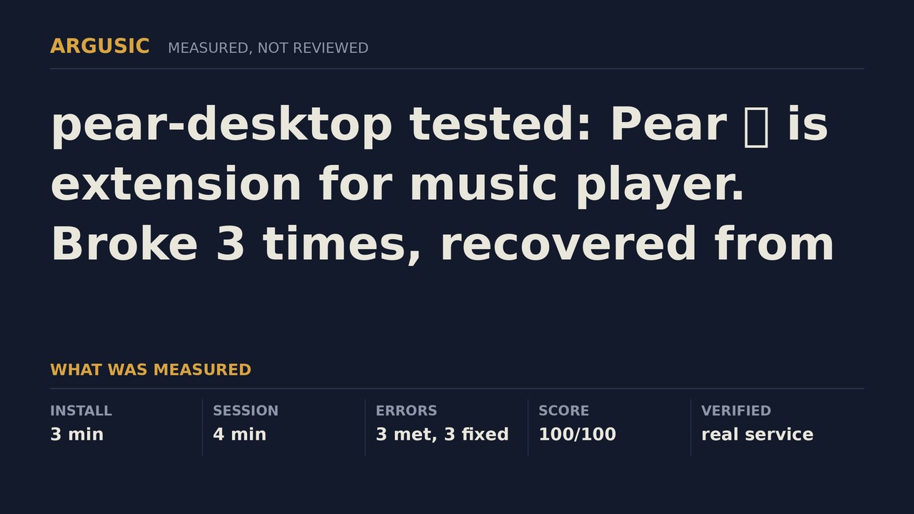 Argusic testing pear-desktop, recorded session