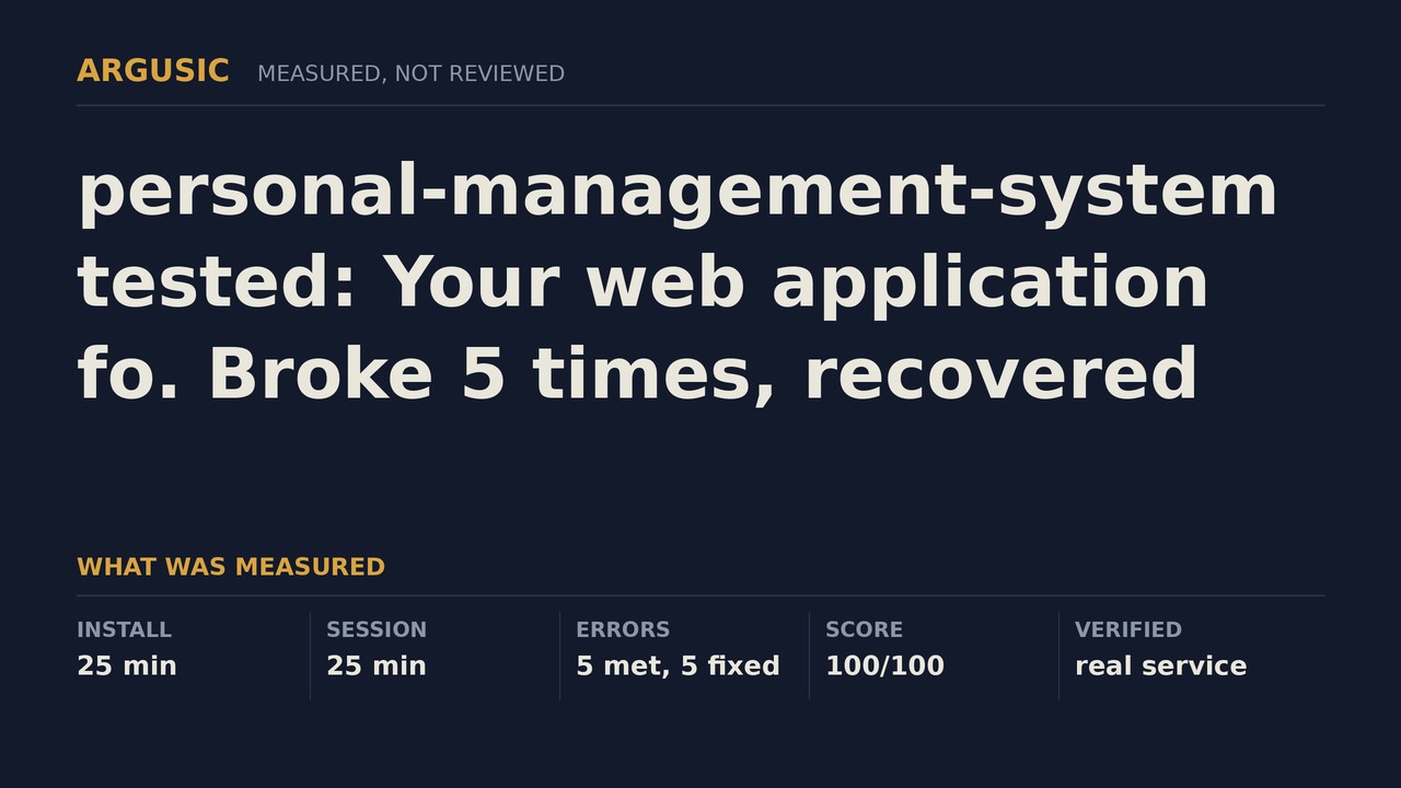 Argusic testing personal-management-system, recorded session