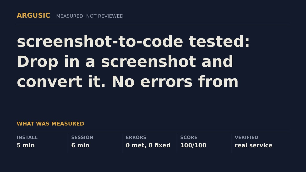 Argusic testing screenshot-to-code, recorded session