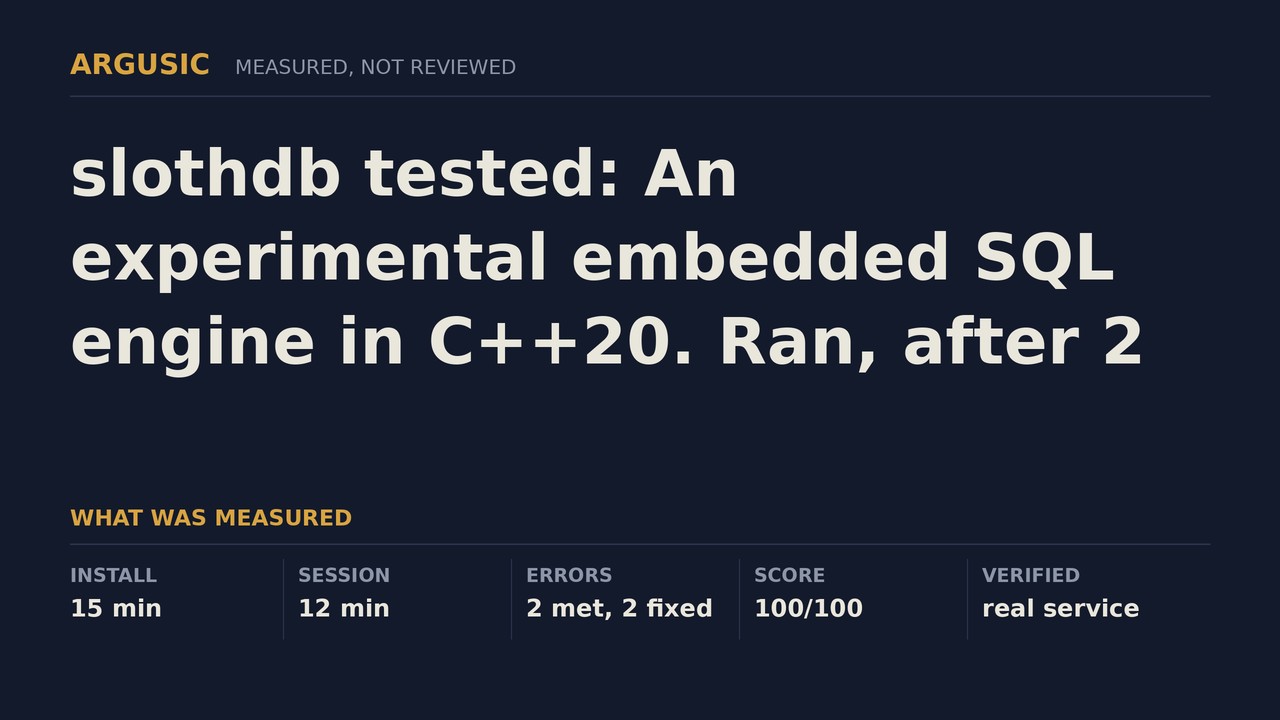Argusic testing slothdb, recorded session