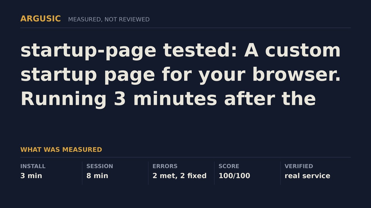 Argusic testing startup-page, recorded session