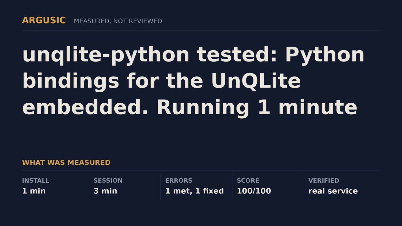 Argusic testing unqlite-python, recorded session